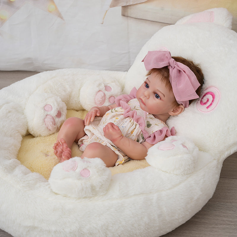 Silicone Reborn Lifelike Baby Dolls 16 Inch/40cm with Brown Hair